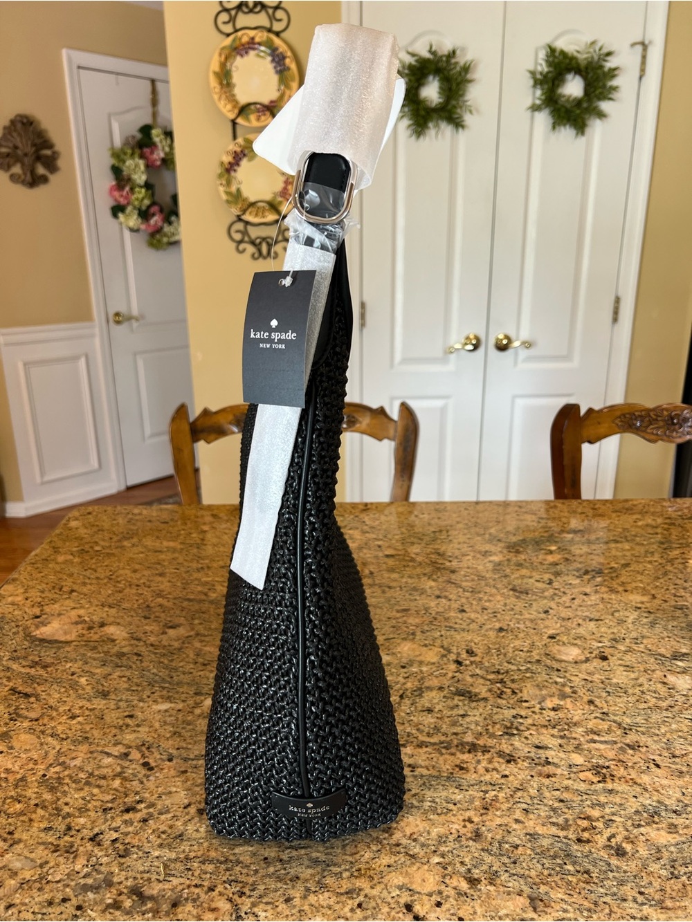Kate Spade Black Straw Shoulder Bag - Picture 3 of 5
